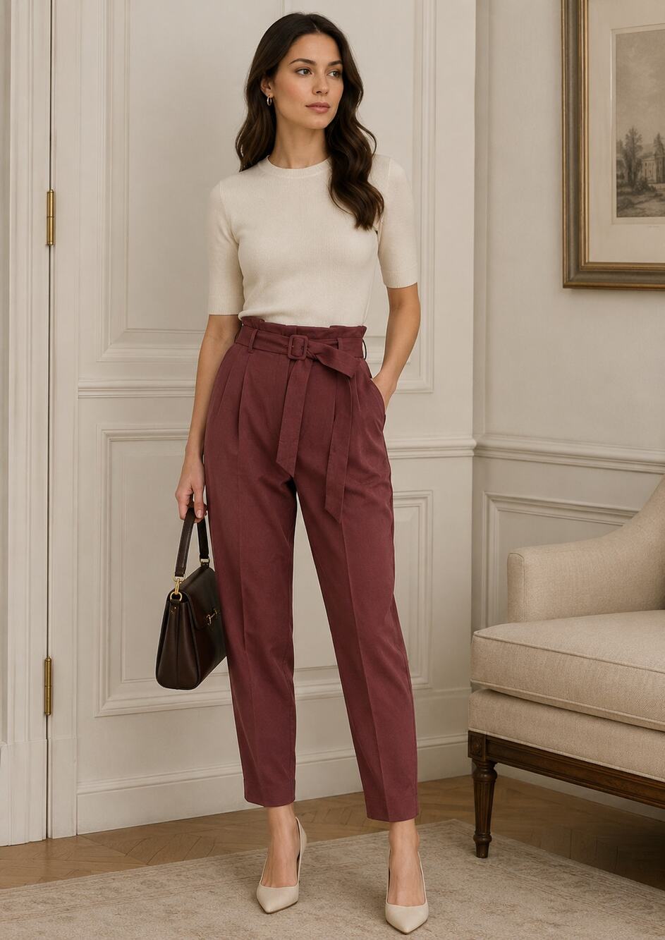 Missoni High Waist Belt Trousers 8 44 NWT Fig Purple Pant Quiet Luxury Old Money